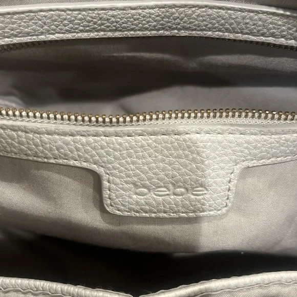 Bebe Natalie Satchel Purse silver and golds accents. - Picture 8 of 11